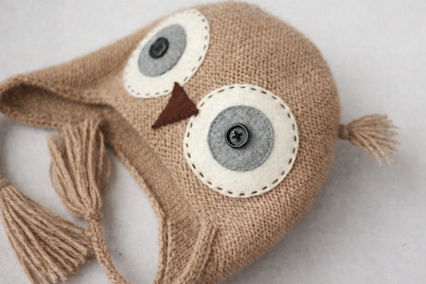 Aviator knitted hat in all sizes from baby to adult in beige color